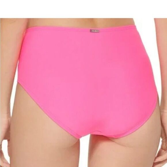 DKNY Seamed High-Waist Bikini Swim Bottom Neon Pink, swimwear, swimsuit New M - Picture 2 of 10